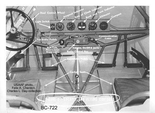 identifying controls and items in the CG-4A cockpit.