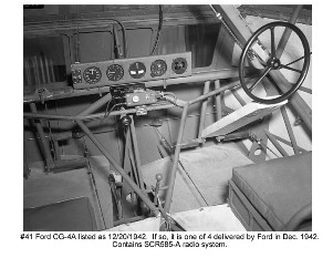 Ford Motor Company CG-4A cockpit photo #41 of December 20, 1942 showing single steering glider with BC-722 control box and push/pull knob, one of four Ford built CG-4A delivered in December 1942.